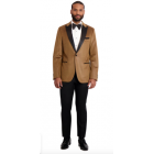 Couture 1910 VELVET 1B SATIN PEAK GOLD TEXTURE Jacket and Contrasting Black Pants